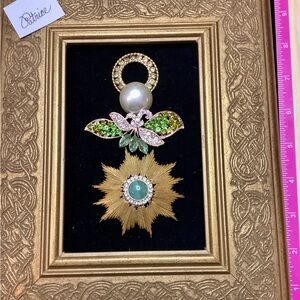 Gold and Green Brooch with Pearl Accent angel picture
